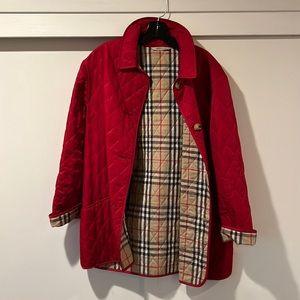 Burberry jacket red with traditional plaid lining